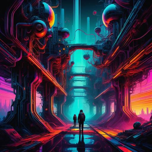 Surreal Mechanical Beings in Neon Chaos Surreal Mechanical Beings in Neon Chaos