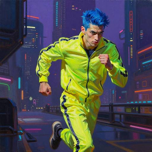Neon Cyberpunk Street Fighter Portrait