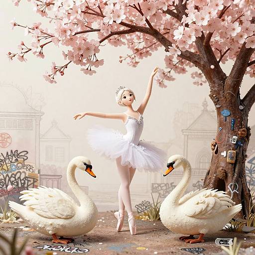 Art Nouveau Ballerina and Swan
