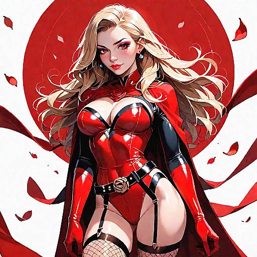 Sexy Superheroine in Red Theme