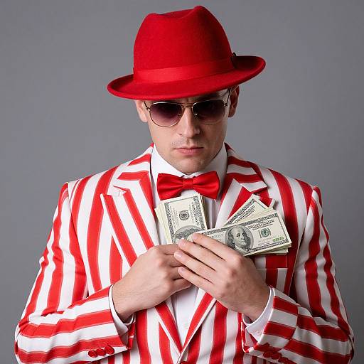 Man in Striped Suit with Money