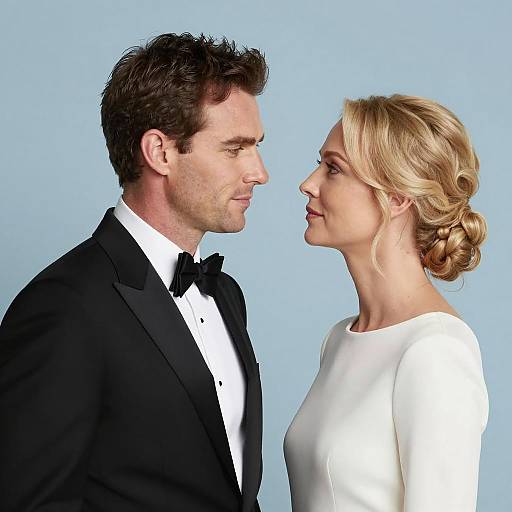 Formal Couple Facing Each Other