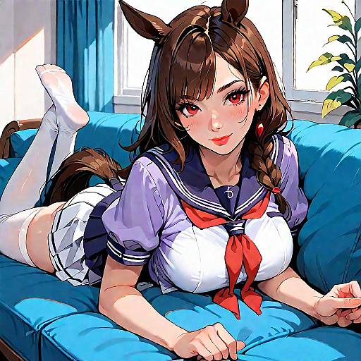Anime Horse Girl in School Uniform