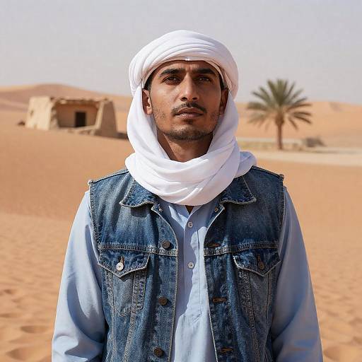 Desert Portrait with Man and Dunes