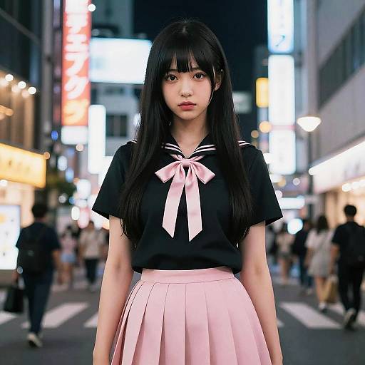 Neon Tokyo Jirai Kei Hime-Cut Girl