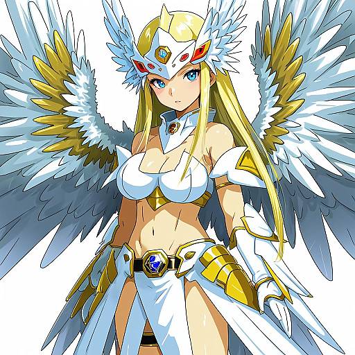 Illustration of Angewomon, digimon in the style of Ito noizi