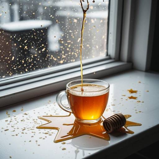 Honey Pouring into Glass Cup with Star Shaped Spill