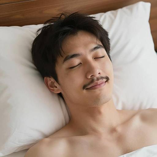 Relaxed Man on White Pillow