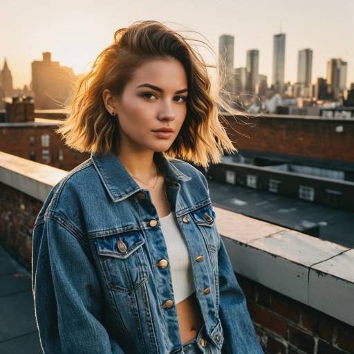 Young Woman with Textured Crop Hairstyle on City Rooftop