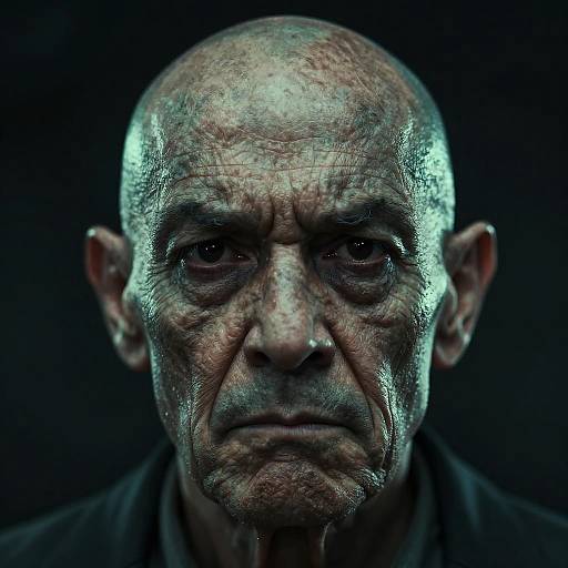 Eerie Close-Up of Stern Old Man