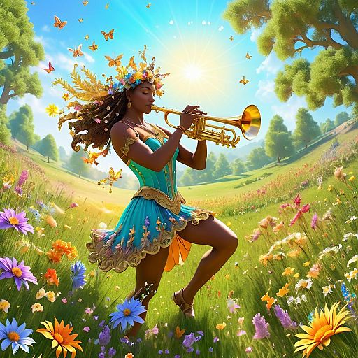 Joyful Centaur Bard in Sunlit Meadow Joyful Centaur Bard in Sunlit Meadow
