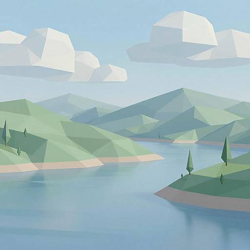 Tranquil Bay in Low-Poly Style
