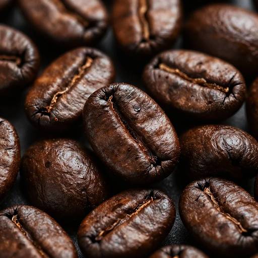 Macro Shot of Shiny Roasted Coffee Beans