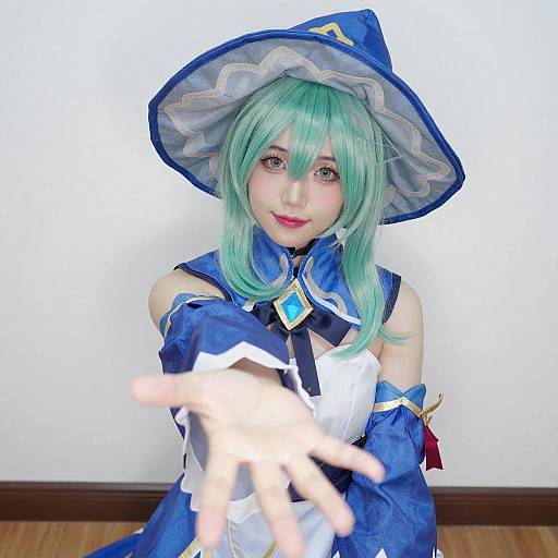 Cosplay Woman with Light Green Hair