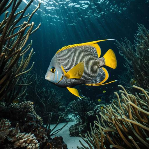 Realistic Angelfish in Kelp Forest