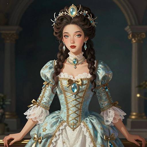 Rococo Solarpunk Bioluminescent Woman Portrait