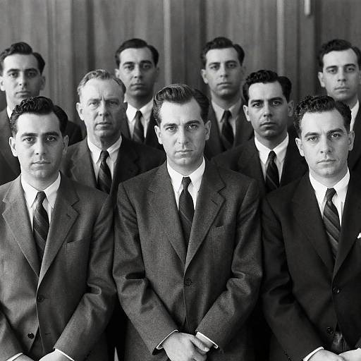 Black and White Portrait of Men in Suits