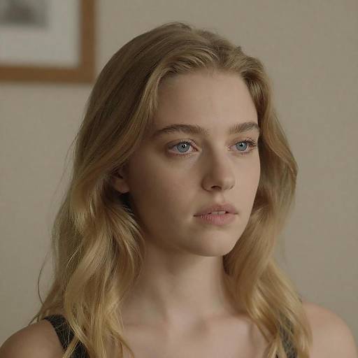 Intense Gaze of a Young Blonde Woman