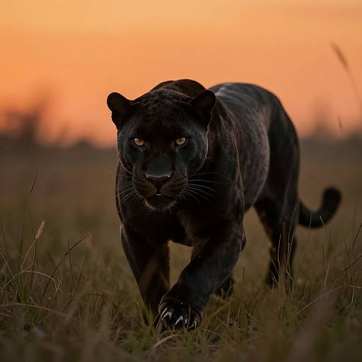 Black Panther Hunting at Dusk