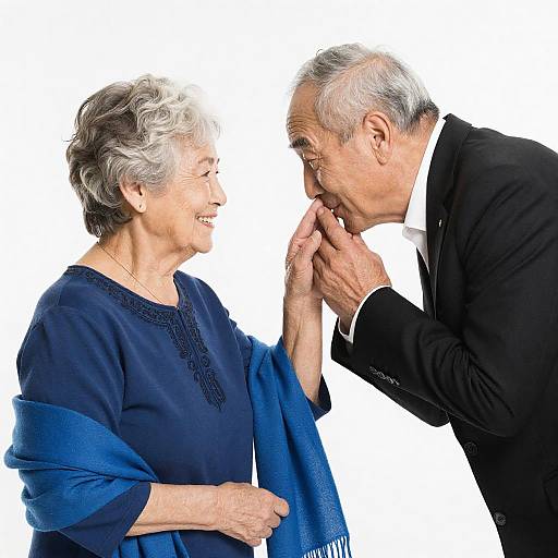Tender Moment of an Elderly Couple