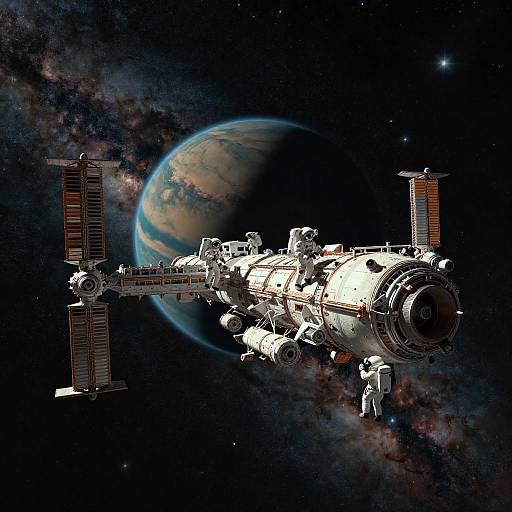 Epic Teal and Orange Space Station EVA