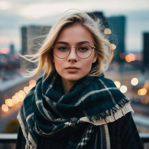 Young Woman with Blonde Hair and Glasses Outdoors