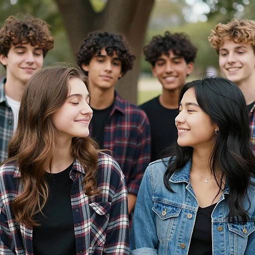 Group of Teen Friends Smiling Outdoors