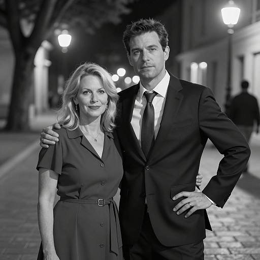 Elegant Black-and-White Couple Portrait