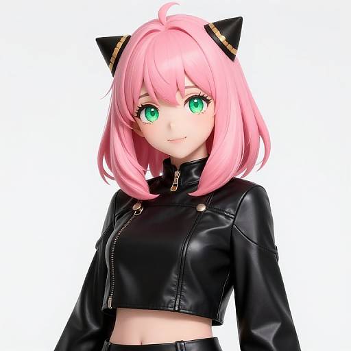 Anime Girl Fashion Icon with Cat Ears