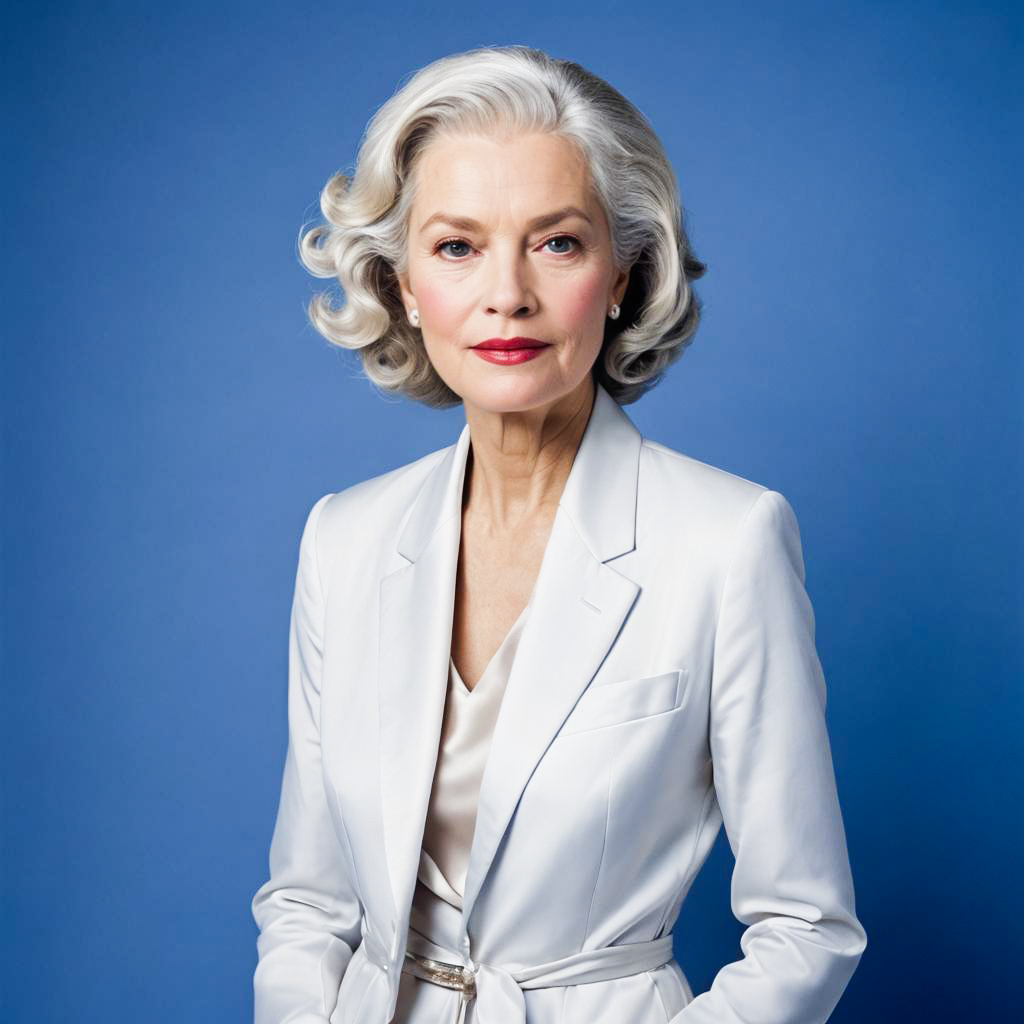 Elegant Elderly Woman in Vibrant Studio