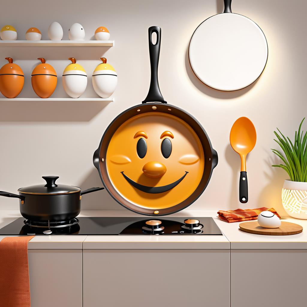 Cheerful Frying Pan in Cozy Kitchen