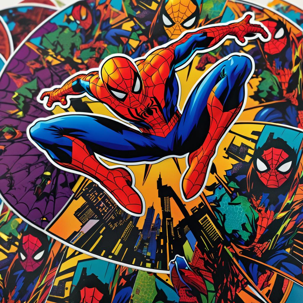 Vibrant Spider-Man Comic Sticker Design