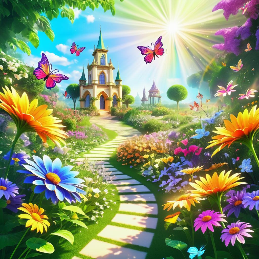 Enchanting Digital Garden with Butterflies