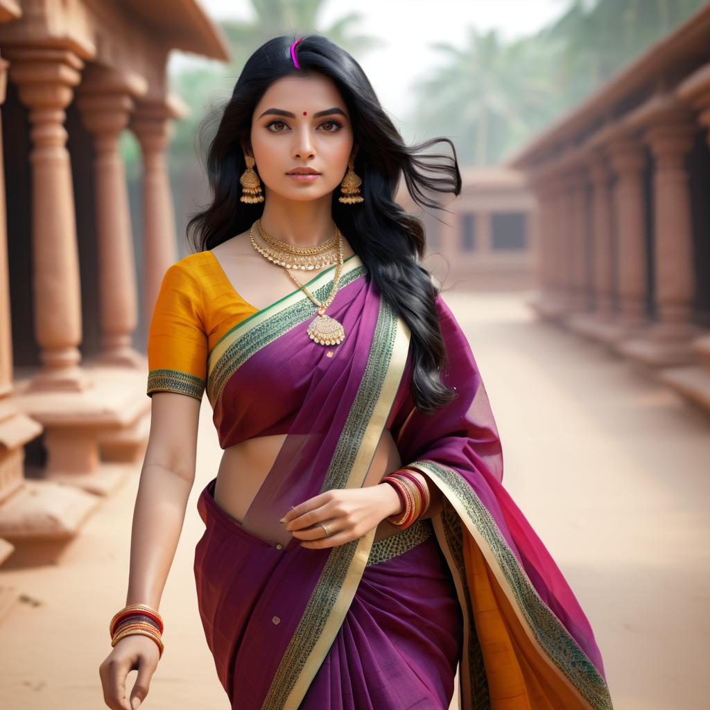 Elegant Indian Woman in Traditional Saree