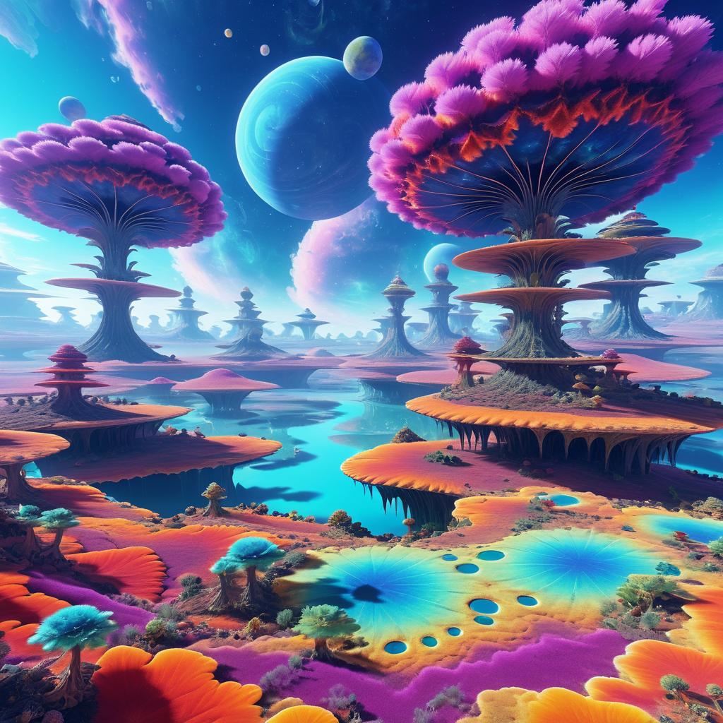 Surreal Alien Fractal Landscapes Exploration