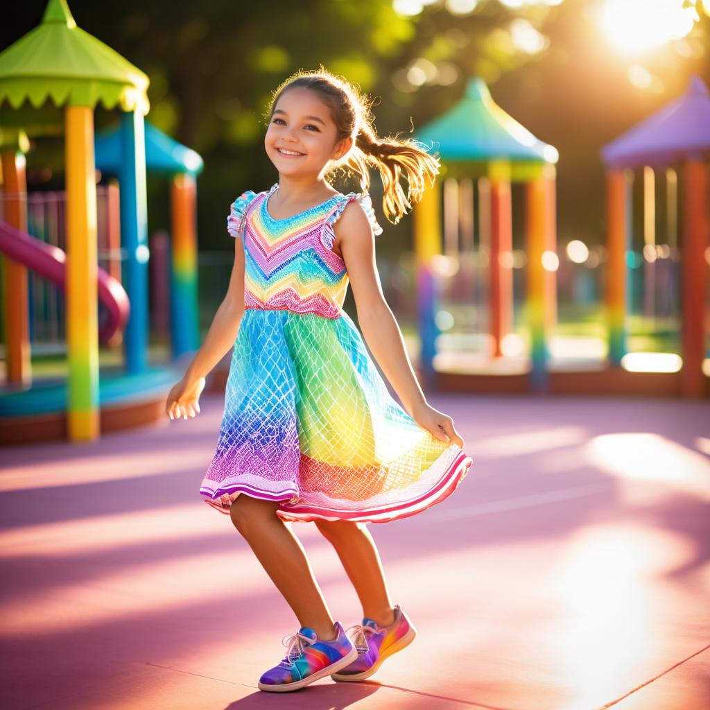 Joyful Girl in a Vibrant Playground