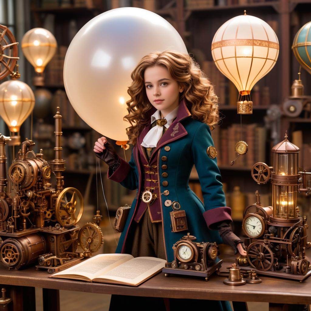 Steampunk Hermione in Inventor's Workshop