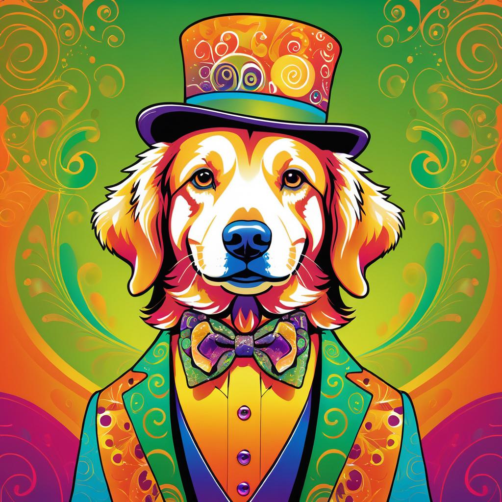 Psychedelic Golden Retriever in Style