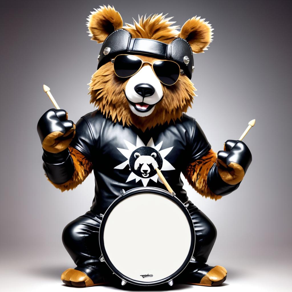 Rock Star Bear: Drum Enthusiast in Style