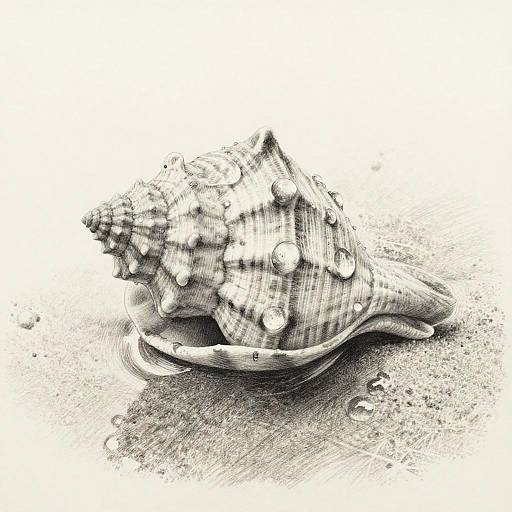 Hyperrealistic Seashell Pencil Drawing
