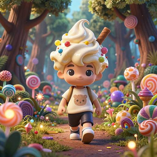 Ice Cream Hair Guy in Candy Forest