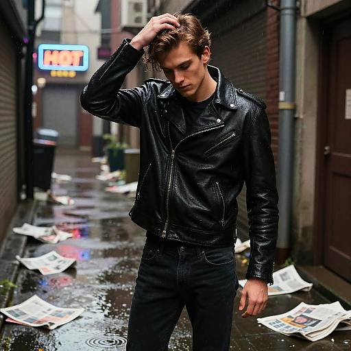 Gritty Rainy Alleyway Portrait