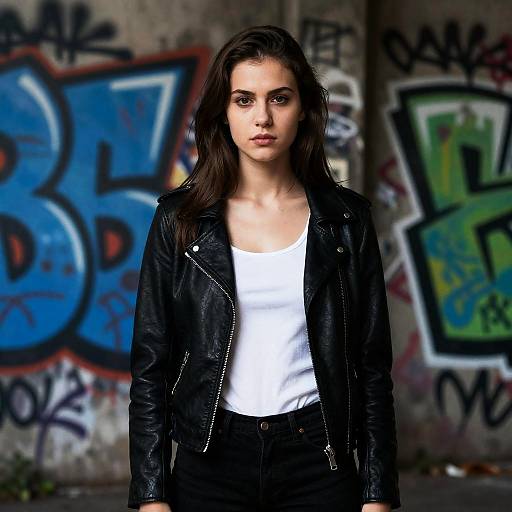 Serious Young Woman in Urban Alley