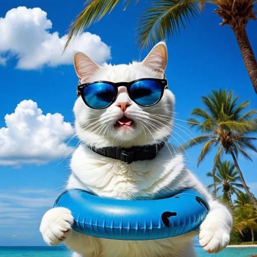Realistic Cat Enjoying a Sunny Day