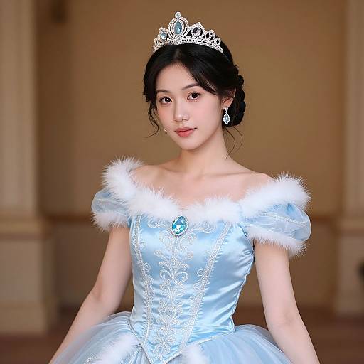 Elegant Disney Princess in Blue Gown