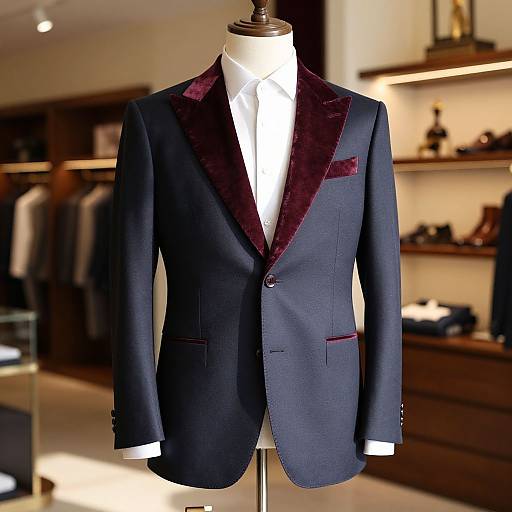 Luxury Men's Velvet Lapel Suit