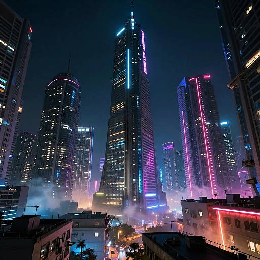 Surreal Neon Cyberpunk Cityscape