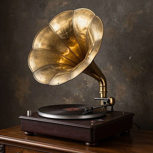Elegant Vintage Gramophone on Wood
