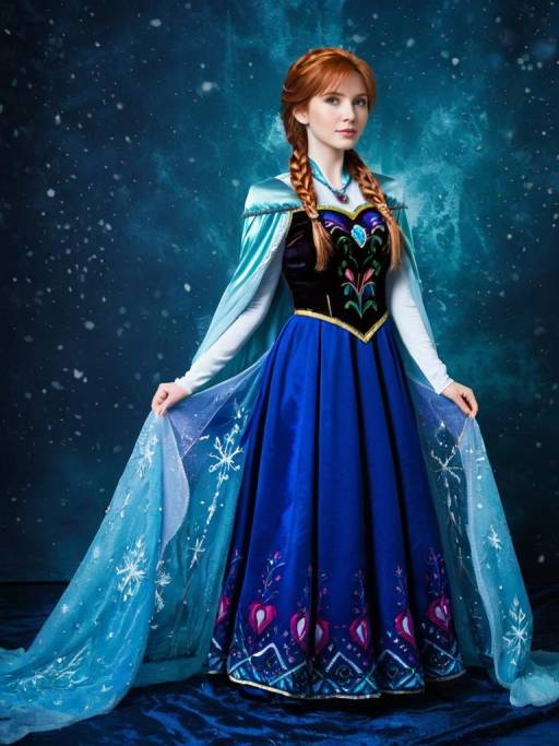 Woman in Frozen Anna Costume Cosplay