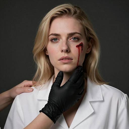 Dramatic Portrait of a Wounded Woman